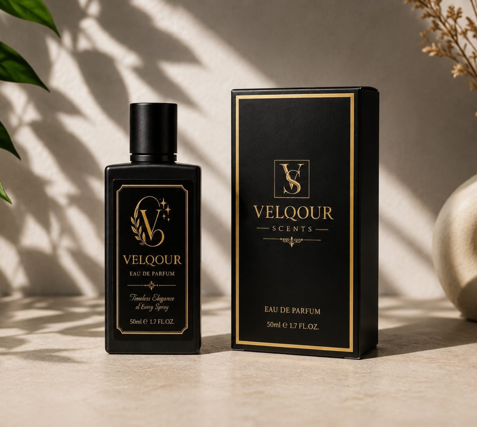 VELQOUR black perfume and box